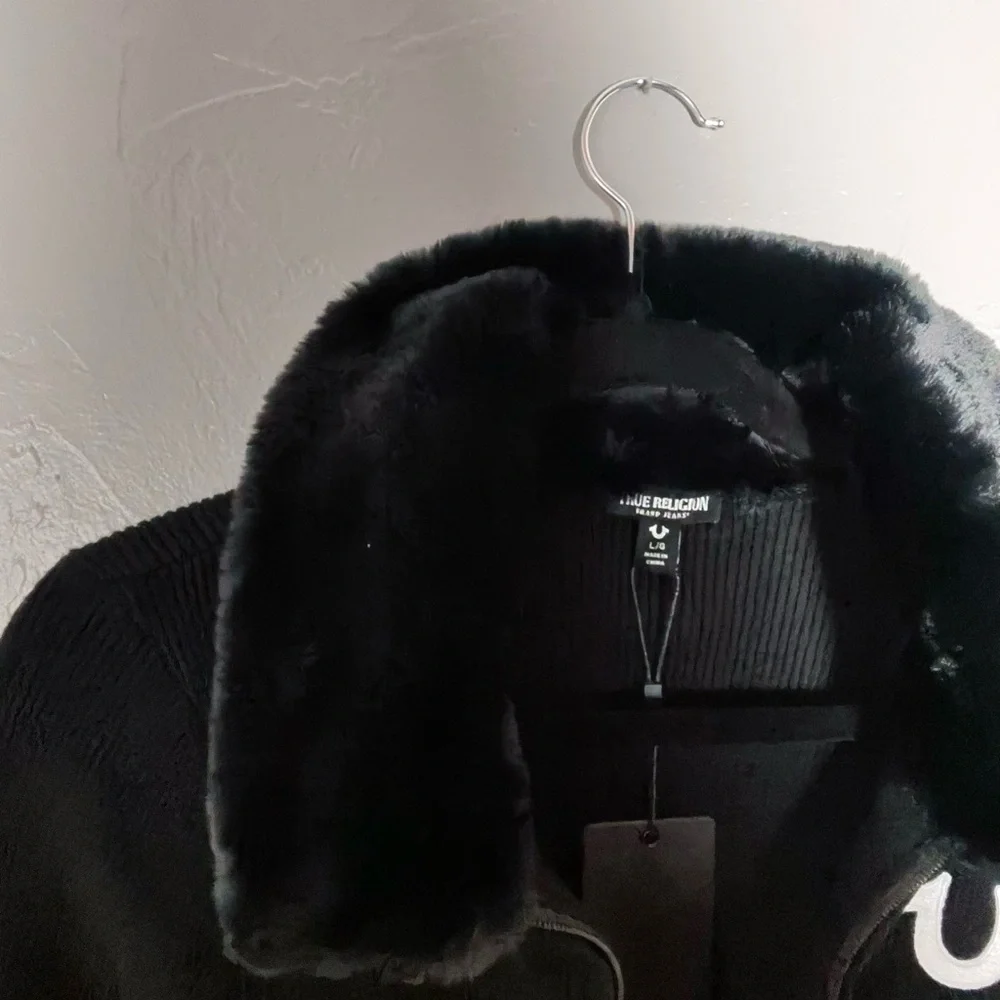 True Religion‎ Black Jacket with Fur Collar